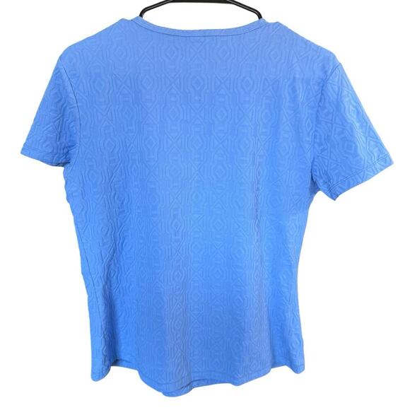 J McLaughlin Top Catalina Cloth Jacquard Texture Blue S/S Large Coastal Beach - Picture 3 of 8